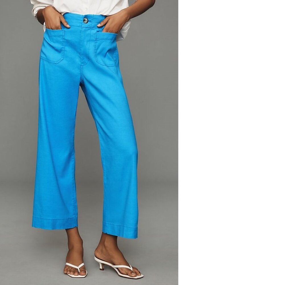 Anthropologie The Colette Cropped Wide-Leg Pants by Maeve Linen Edition - Picture 8 of 8